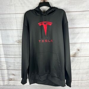 Tesla Size 3XL Black Red Logo Pullover Hoodie Polyester EV Electric Musk Cars